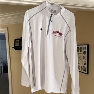 Under Armour White and Gray Quarter Zip Shirt